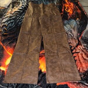 Brown Faux Leather Pants